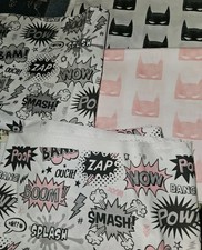 Lot Of 4 Pieces Of Custom Printed Batman Themed Cotton Fabric Over 4 Yards Total