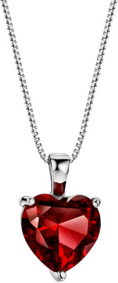 925 Sterling Silber Anhänger Halskette 3,6 cttw Rhodolith Granat Herz Solitär G