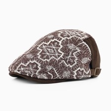 Casquette Gavroche Vintage Brodée Femme Noir Café Khaki Fausse Daim