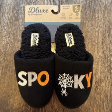 Deluxe by Dearfoams Halloween SPOOKY Memory Foam Slippers Women's Small 5-6