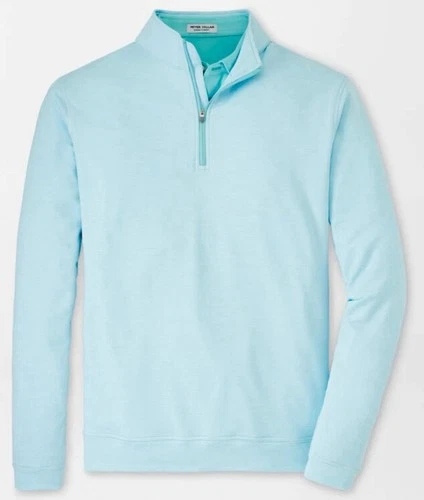 NWT Peter Millar Perth Sugar Stripe Perf 1/4 Zip Pullover Cabana Blue Sz XL $145