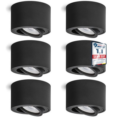 6x Deckenstrahler SMOL mit LED 4W neutralweiß schwenkbar Schwarz Aufbauspot 