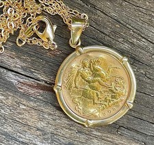 Gold Half Sovereign Coin Pendant Setting 1908 