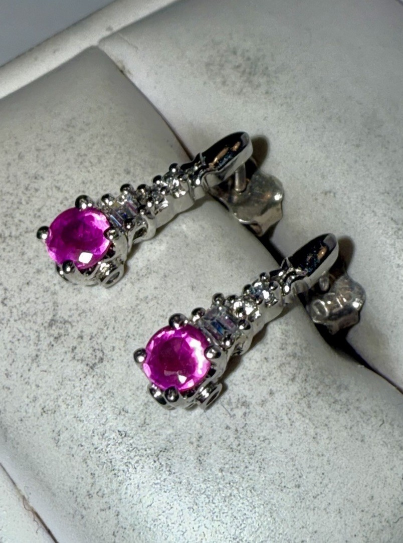 ESTATE Solid Sterling Silver Round-Cut Ruby Gemst… - image 2