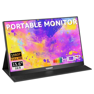 Yodoit Monitor Portatile 15.6" FHD 1920x1080P Display IPS Altoparlanti USB-C e HDMI