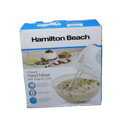 Hamilton Beach 6-Speed Electric Hand With Snap On Case Mixer with Whisk White