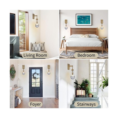 Dimmable Raindrop Sconces Brass Sconce Gold Wall Sconces Set of Two - Picture 5 of 16