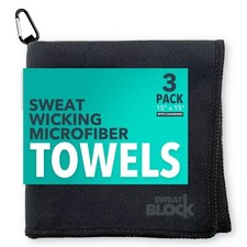 3-Pack Black Microfiber Handkerchief 15x15 Sweat Absorbing Sport Gym Towel