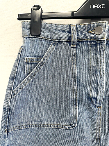 NEW! Gerard Darel UK6 Eu34 US2 blue 100% cotton denim pencil skirt with pockets - Picture 4 of 13