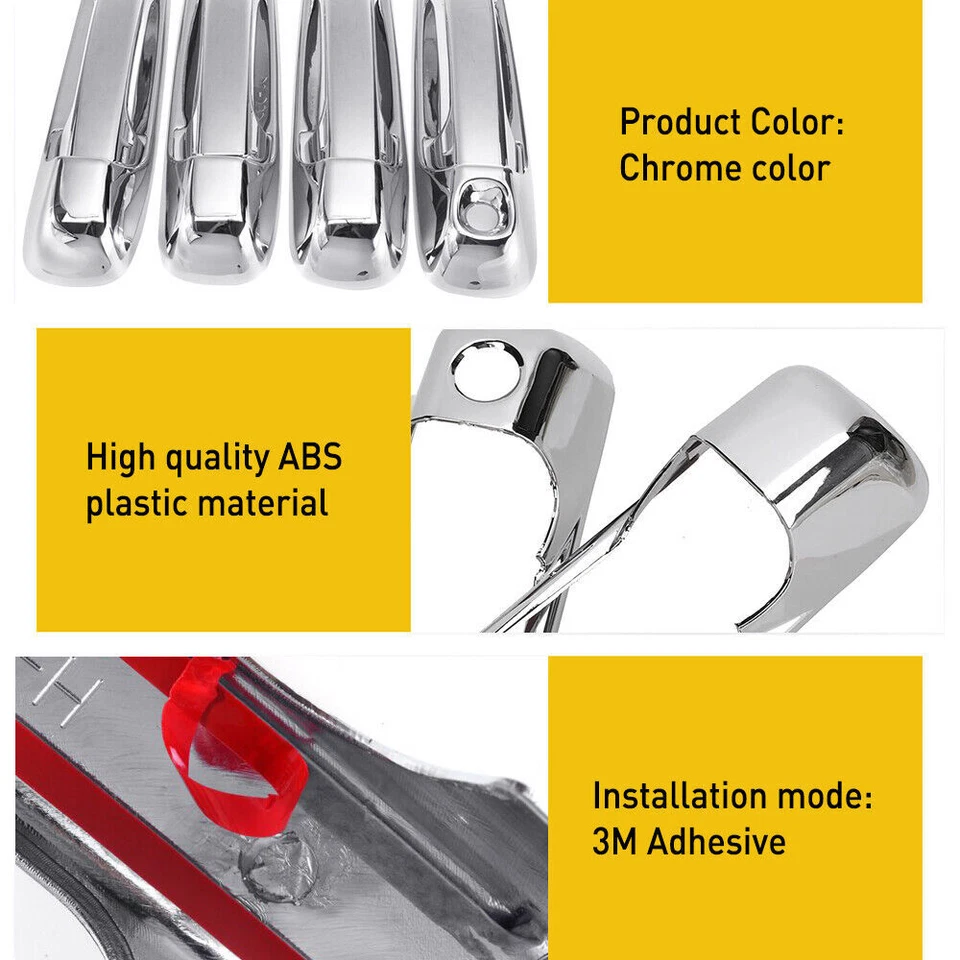 Chrome Door Handle Covers for 2002-2008 Dodge Ram 1500 / 2003-2009 Ram 2500 3500 - Imagem 2 de 4