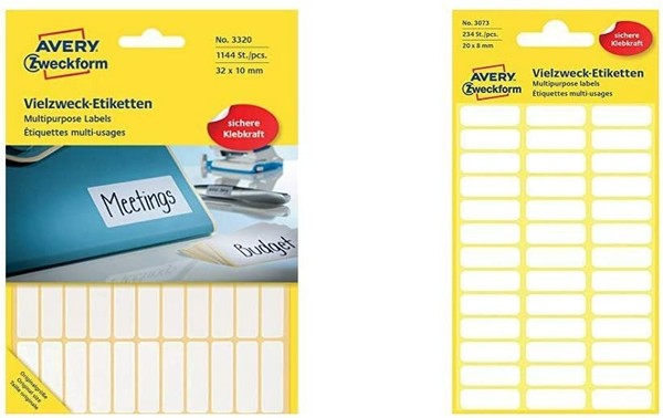 Avery Zweckform 3320 Haushaltsetiketten Selbstklebend (31X10Mm, 1.144 Aufkleber-image