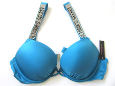 Victoria Secret BOMBSHELL Add 2 Cup SHINE LOGO STRAP PUSHUP BIKINI SWIM TOP 34DD