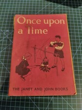 Vintage 1951 Once upon a time Janet And John Books Hard Cloth Cover Children's