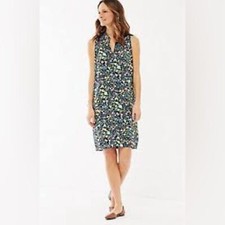 J. Jill Floral Meadow Design Rayon Flowy Shirt Sheath Dress Women's S Lagenlook