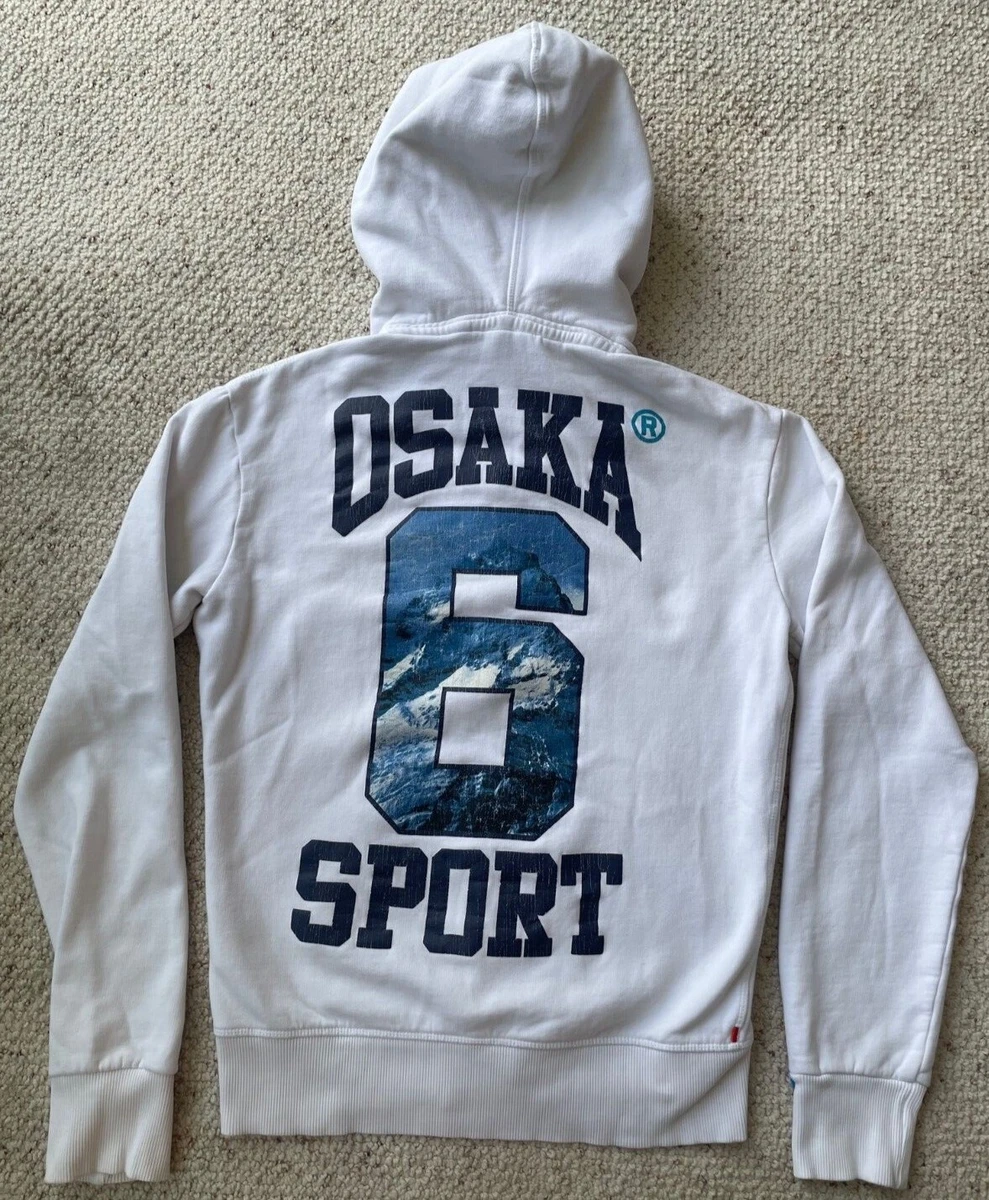 VINTAGE SUPERDRY OSAKA SPORT men S White hoodie full zip metal zipper