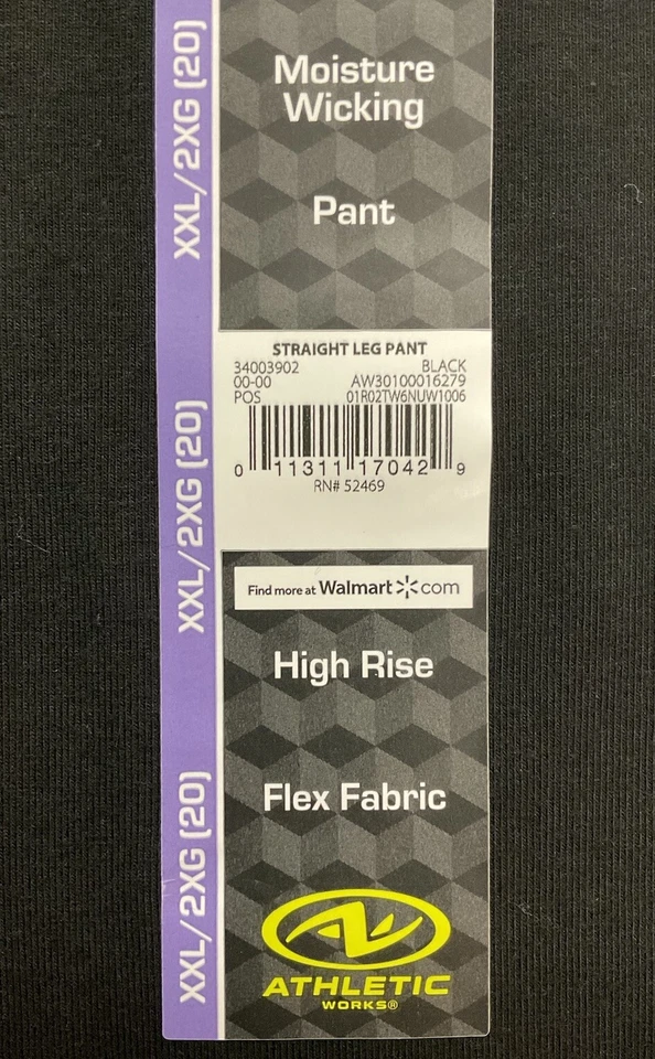 Athletic Works *Pantalón para mujer XXL (20) negro” absorbente de humedad con bolsillo trasero Foto 3 de 4