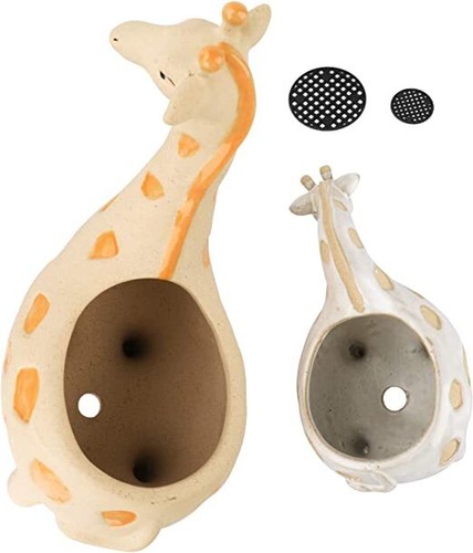Inch Tall Cute Animal Rough Pottery Indoor Flower Plant Pots, Home Decor Gift - Picture 4 of 5
