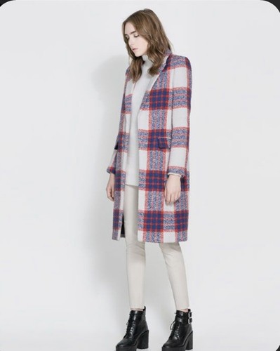 zara red plaid coat