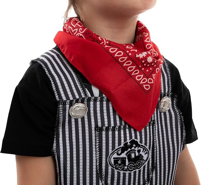 Spooktacular Creations Kids Train Engineer Costume - Unisex Overalls, Hat, Whistle & Neckerchief Set - View #9