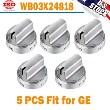 5 Pcs WB03X2481 Stainless Steel Look Control Knob Replace for GE Gas Range Stove