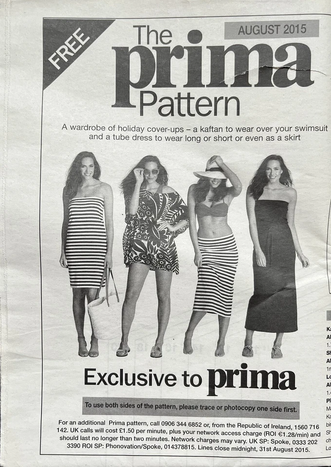 PRIMA EXCLUSIVE SEWING PATTERN KAFTAN/TUBE DRESS/SKIRT TO FIT SIZES 10 - 20 - Image 2 of 3