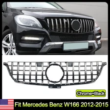 For Mercedes Benz ML-Class W166 2012-2015 Chorme+Black GT R Front Bumper Grille