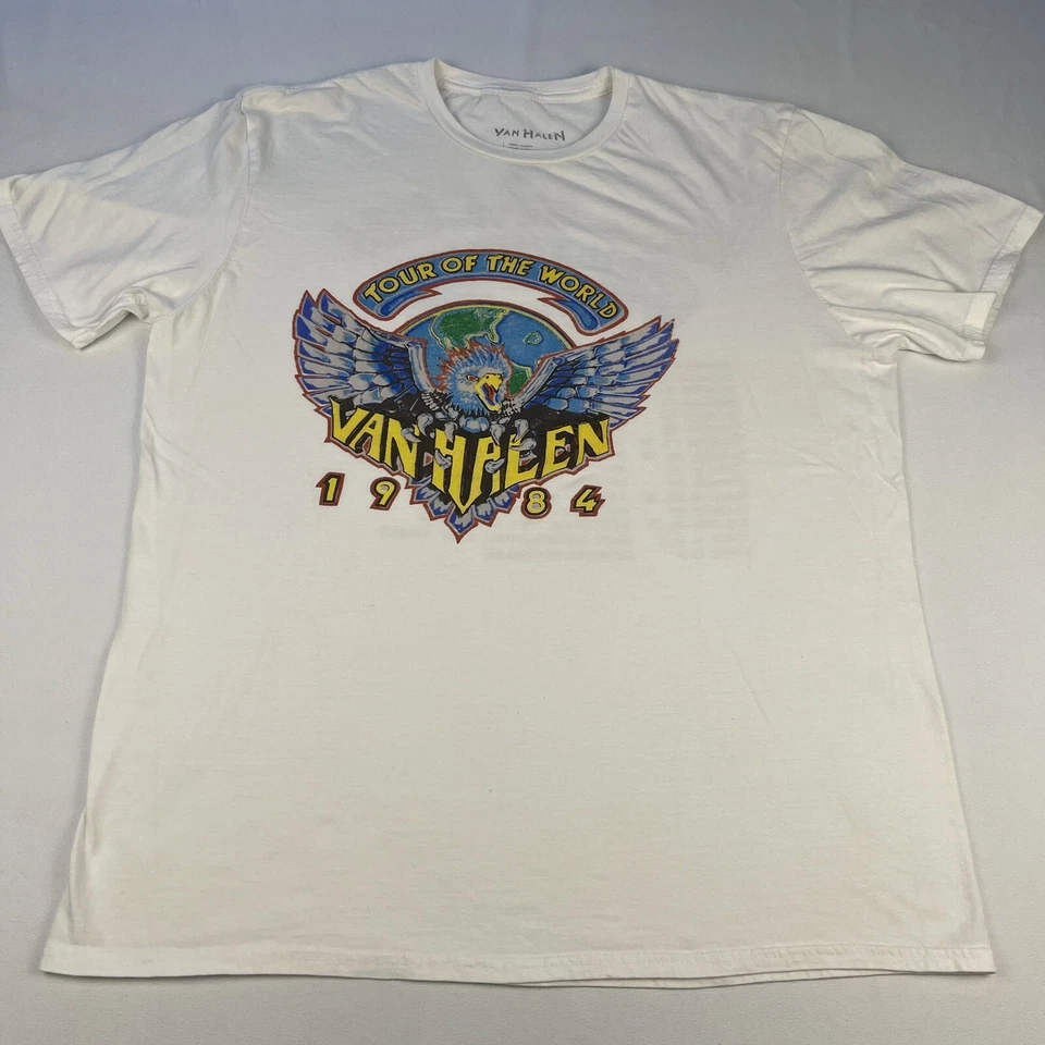 Van Halen Tour of the World 1984 Band Tee Size Large Repop White Eagle Graphic - Image 3 of 4