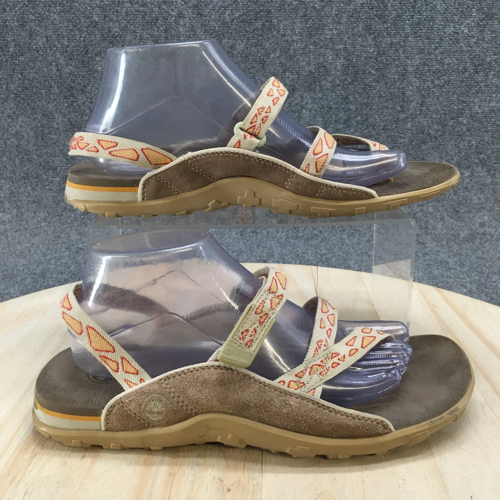 Sandali Timberland donna 10M marrone chiaro cinturino slip on escursionismo tela casual