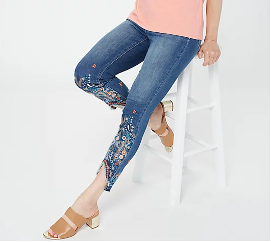 デニム・ジーパン Embroidery Skinny-fit Jeans Laurie Felt Daisy Denim Slim Leg Jeans with Embroidery | eBay