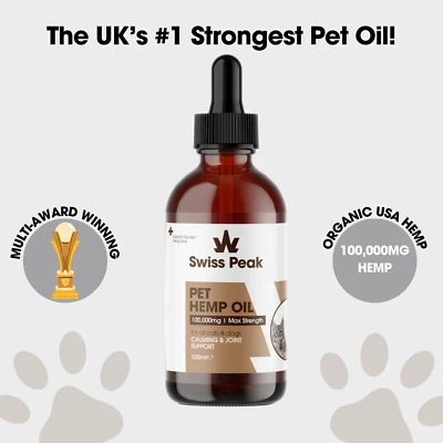SWISS PEAK CBD HEMP Oil THC-Free Swiss Peak For Pets 100000mg Extract Joints, Pain & Anxiety