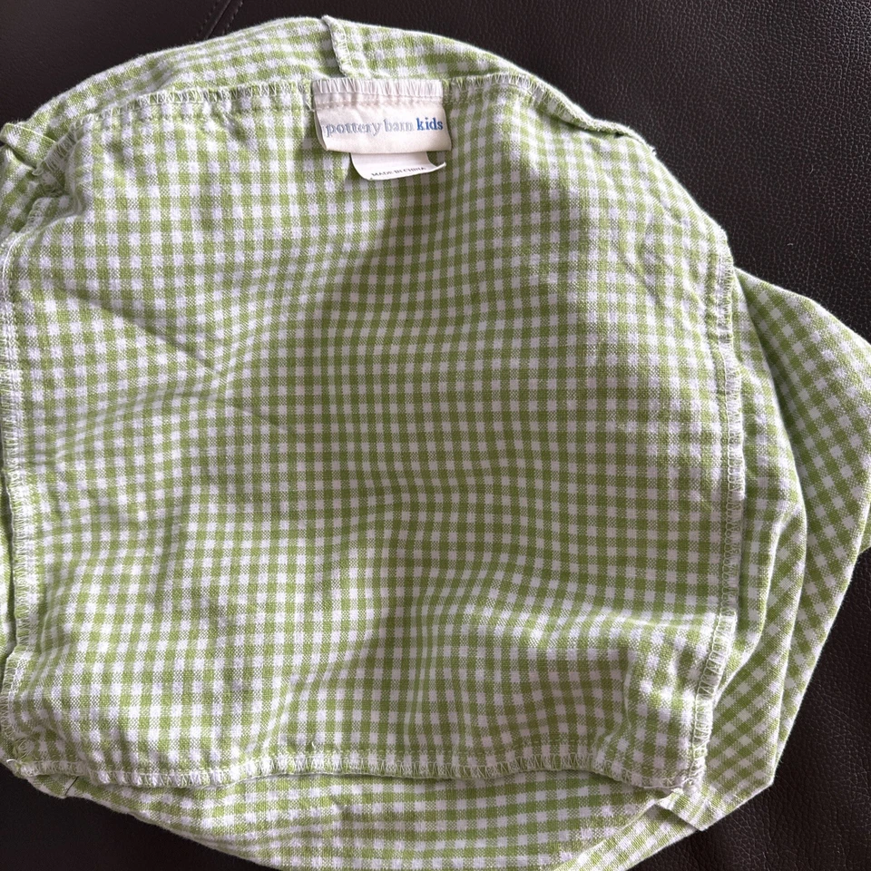 Pottery Barn Kids Sabrina Basket Liner Medium Green & White Gingham - Image 4 of 4