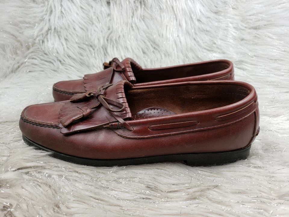 Zapatos informales DEXTER de cuero rojo con borlas Kiltie talla 10,5 M Foto 3 de 4