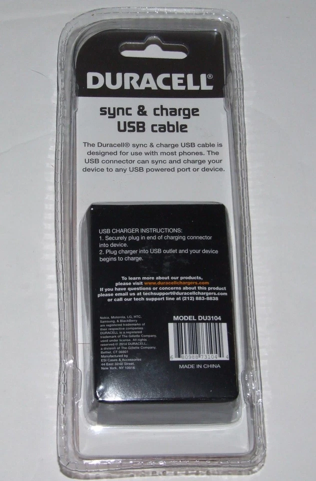 Duracell Sync & Charge USB Cable for Micro USB Devices (Black) (DU3104) - Image 2 of 2