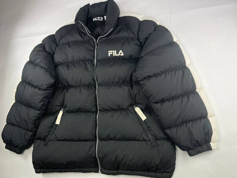 FILA jacket, black down vintage puffer jacket, 90s hip hop FILA jacket, black down vintage puffer jacket, 90s hip hop