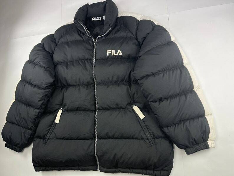 piloot decaan donker FILA jacket, black down vintage puffer jacket, 90s hip hop, 1990s mens size  XXL | eBay