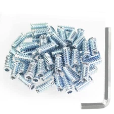 1/4"-20 x 25mm Threaded Inserts Nut Inserts Wood Inserts Blue Zinc Plated Car...