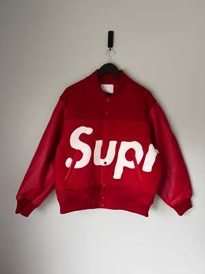 Supreme Big Logo Chenille Logo Varsity Jacket - Size Medium