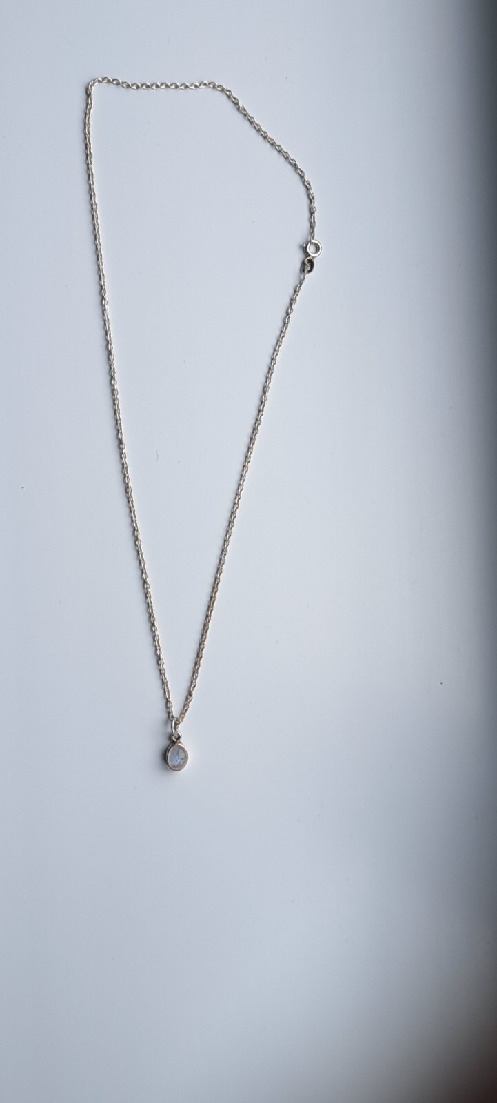 925 Solid Silver Cabochon Moonstone Necklace, 18i… - image 5