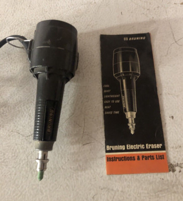 Vintage BRUNING 292A Electric Eraser Tool Made in USA-Working-100% to Charity