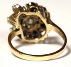 14k yellow gold .77ct diamond sapphire gemstone cluster ring 7.1g estate vintage — photo 3