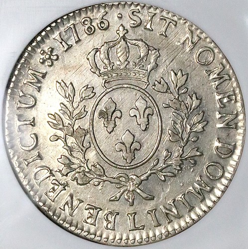 1786-L NGC AU 50 France Louis XVI Ecu Crown Bayonne Mint Silver Coin (24021802C) - Picture 4 of 7