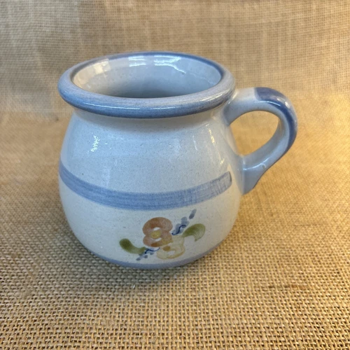 Vintage Louisville Stoneware Country Flowers 4" Tall Mug Handmade Art Pottery