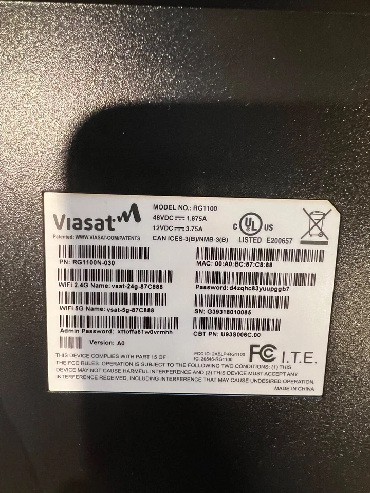 ViaSat Afterburner RG1100 WiFi Gateway Router with Power Supply & Box - Image 2 of 2