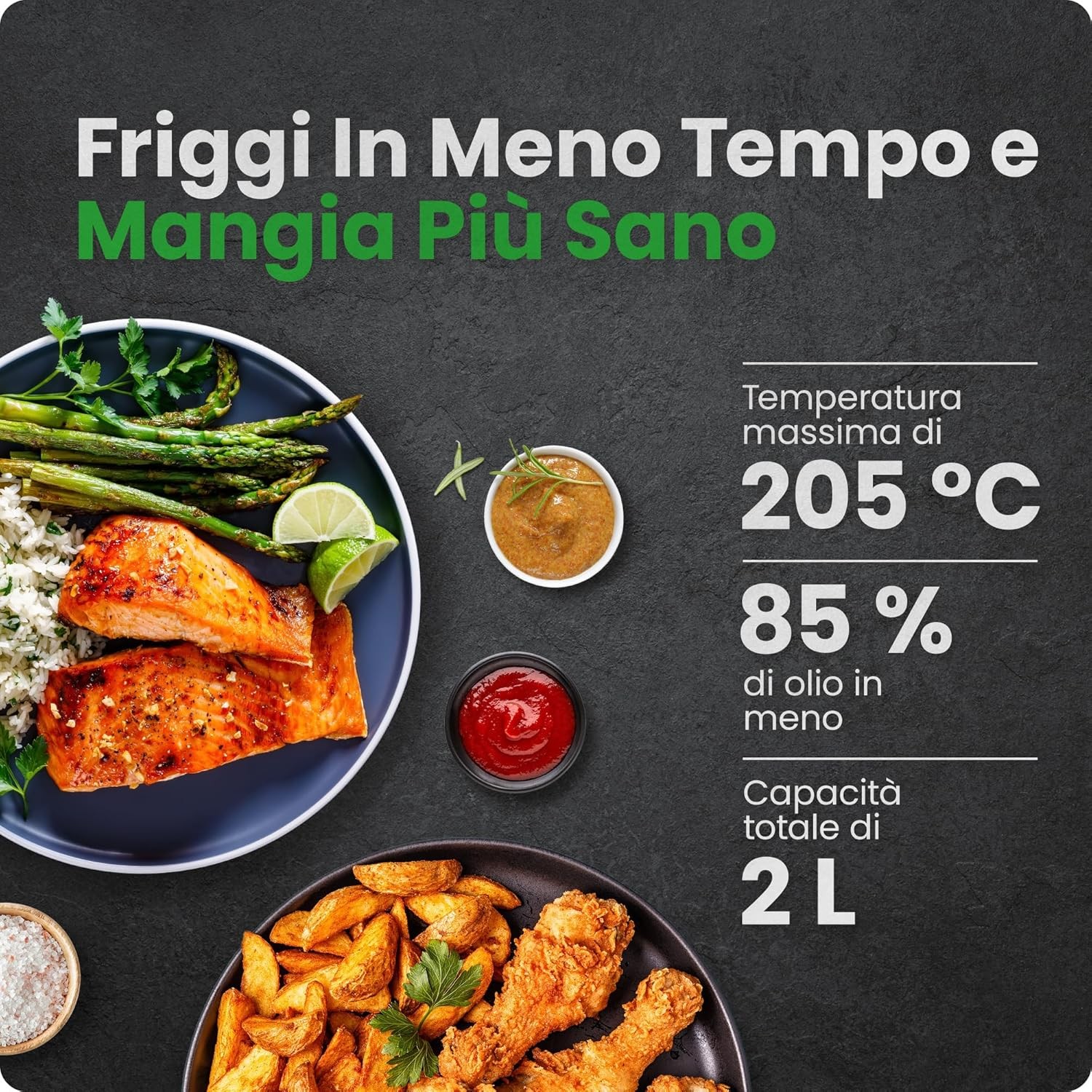 Chefman Mini Friggitrice ad Aria 2L –Friggitrice ad Aria Compatta e Salvaspazio, - 3