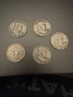 Ben Franklin Silver Half Dollars 1-1950, 1-1952, 2-1957, 1-1959, lot of 5 Total.