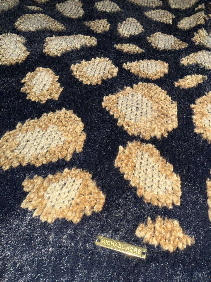 Michael Kors леопард гепард животных печать пушистый вязаный свитер черный/коричневый M/L $155 - Изображение 3 из 4