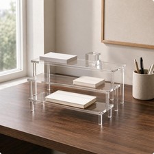 Three-Tier Organizer Transparent Acrylic Desktop Storage Space Saving