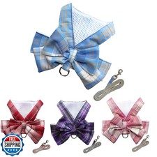 Petbuy Plaid Dog Dress Bow Tie Harness Leash Set,Dog Clothes Harn