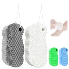 2Pcs Magic Exfoliating Bath Sponge, 3D Ultra 1 Count Pack of 2 , Gray white