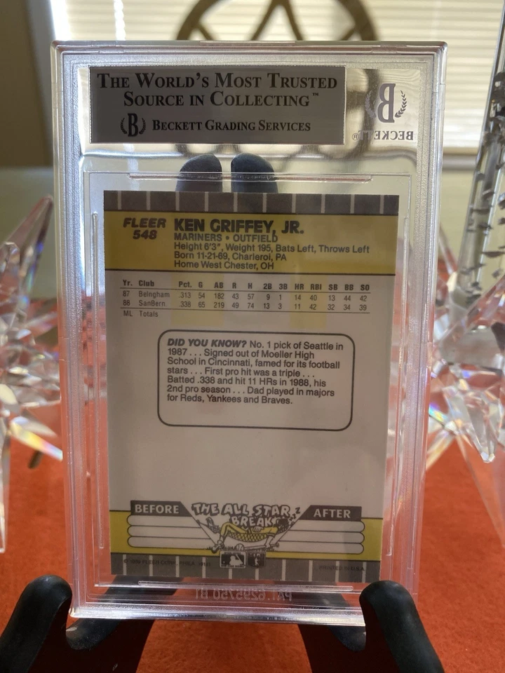 Fleer Ken Griffey Jr. 1989 "tarjeta de error" Beckett grado 9 + 9,5 - 9 - 8,5 # 548 Foto 2 de 4